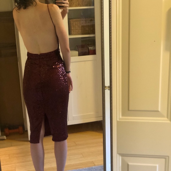 Backless red sequined party dress, size Small. - Picture 3 of 5